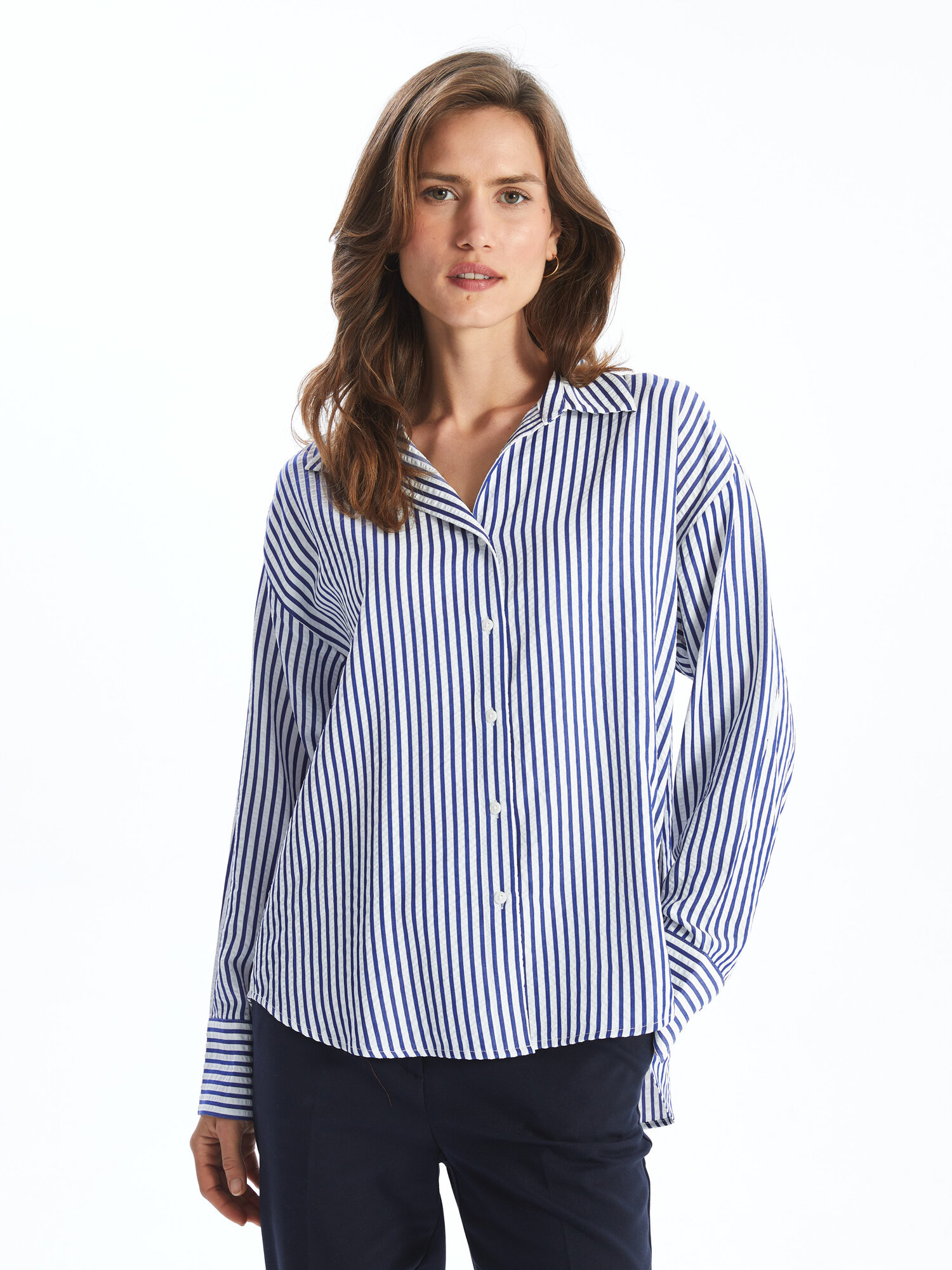 Рубашка LC Waikiki, размер 40, blue striped