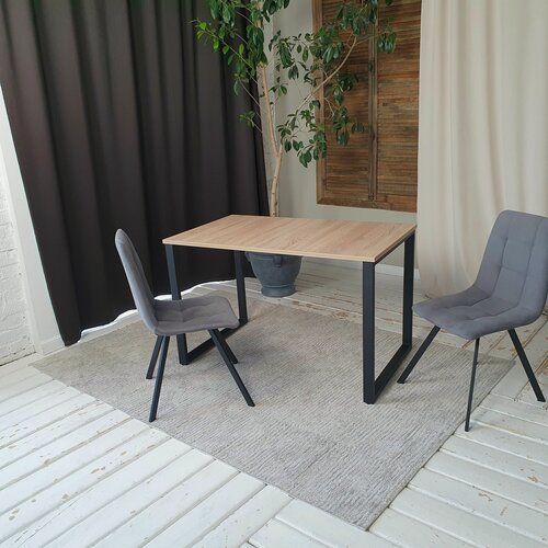 Изображение товара Стол лофт обеденный Дуб 80*80 см. Ножки лофт черные