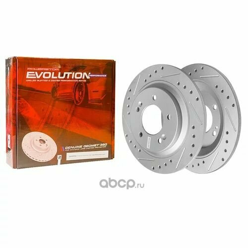 Задний тормозной диск Evolution с перфорацией и на Powerstop CBR6534