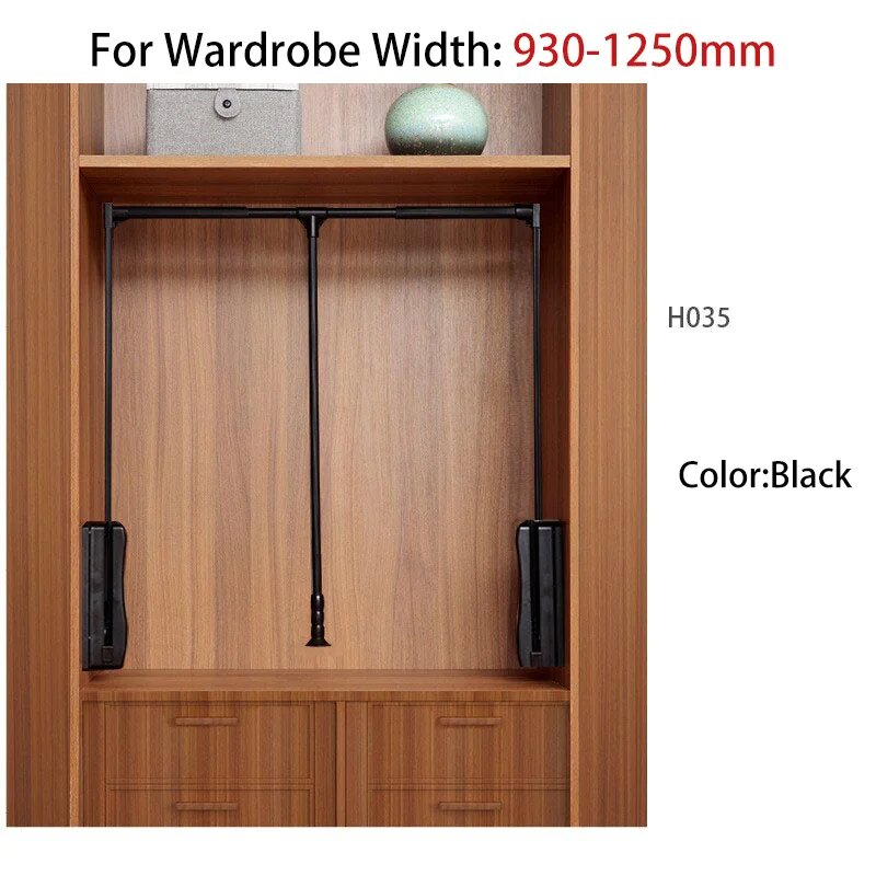 Автоматический подъемник для гардероба из металла, Black 930-1250mm