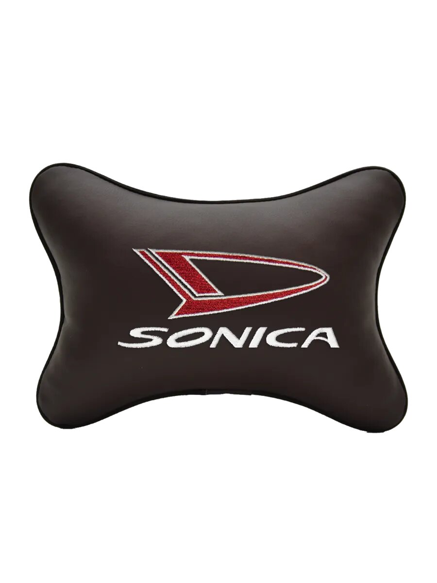 Подушка на подголовник коричневая экокожа DAIHATSU Sonica