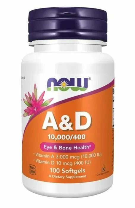 NOW A & D 10000/400 100 SGELS Витамины А и Д 10000/400 МЕ 100 гелевых капсул