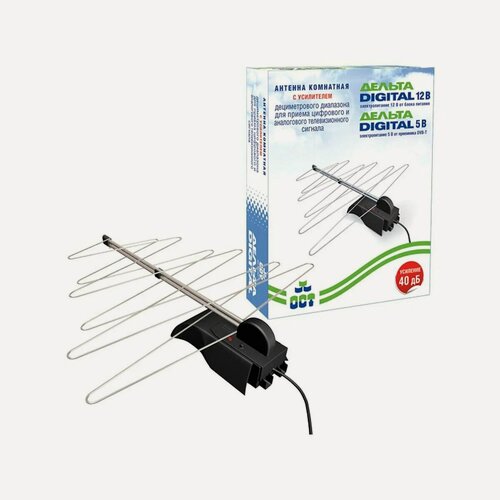 Изображение товара Антенна комнатная Дельта Digital К131А.03 12V (активная, DVB-T2, с б/п, 40 дБ, коробка)