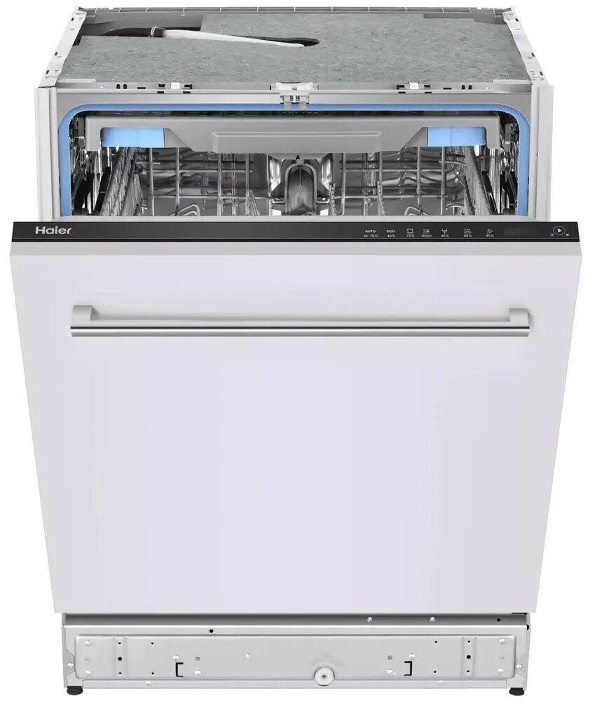 Встраиваемая посудомоечная машина Haier HDWE14-094RU, 60 см, полноразмерная, 14 комплектов, 7 программ, серебристый