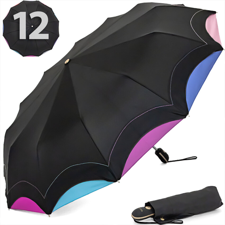 Зонт Три слона, черный