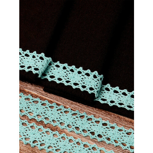 Тесьма вязаная KRUZHEVO 20мм TBY-6307-1.03 кружево хлопок цв.03 черный уп.2,5 м