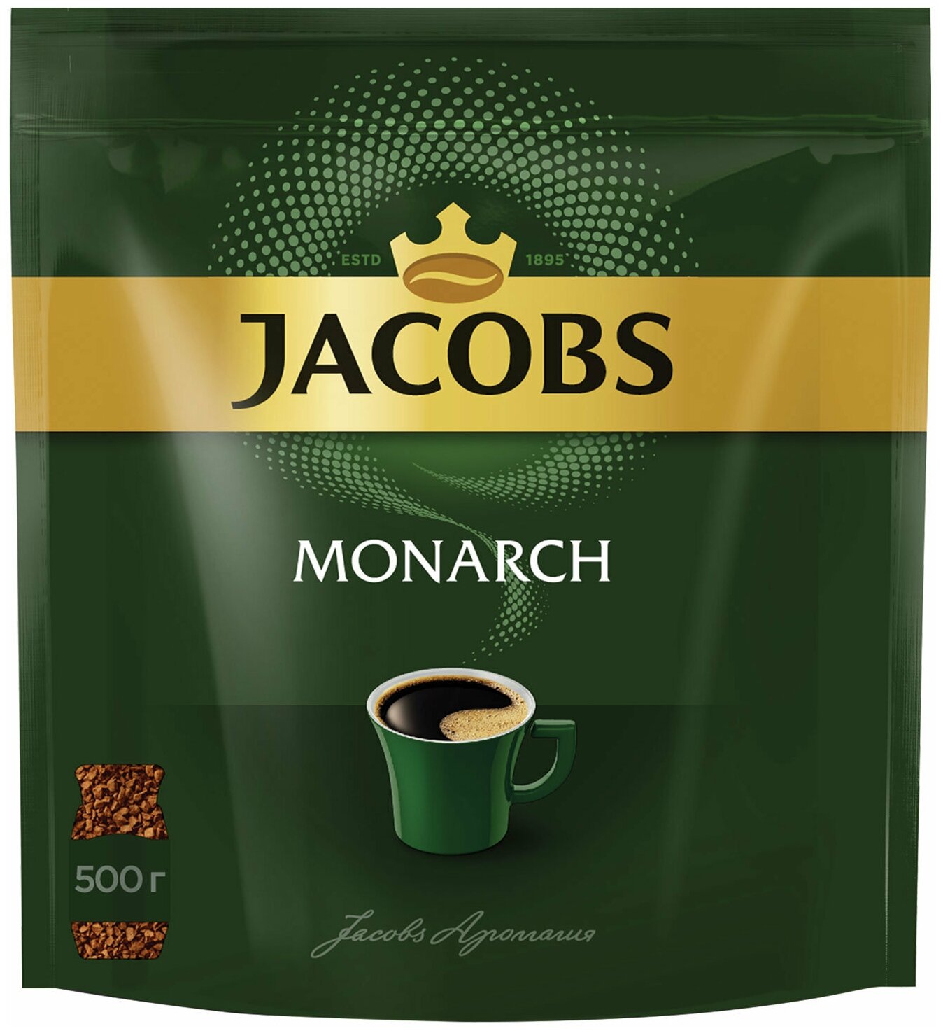 Кофе растворимый JACOBS Monarch, сублимированный, 500 г, мягкая упаковка