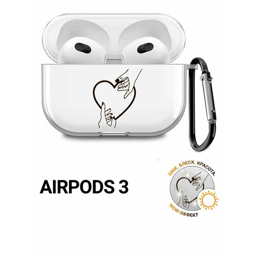 фото Прозрачный чехол для наушников apple airpods 3 / аирподс 3 силиконовый с 3d принтом "hands" slvgo
