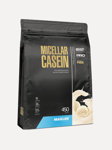 Изображение товара Казеин мицеллярный Maxler казеиновый протеин, порошок, 450 г - Ванильное мороженое
