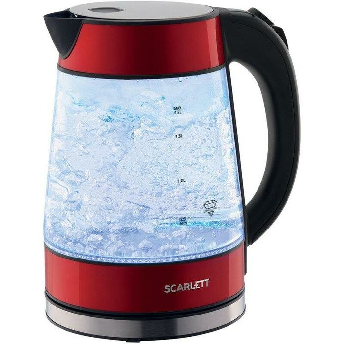 Чайник электрический Scarlett SC-EK27G79, 2200 Вт, 1,7 л, красный/черный