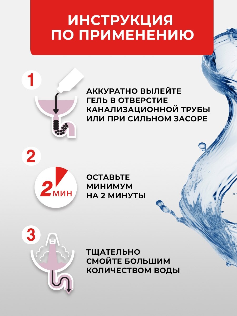 Средство от засоров Tiret Turbo, для прочистки канализационных труб, антизасор, 1 л — фото 1