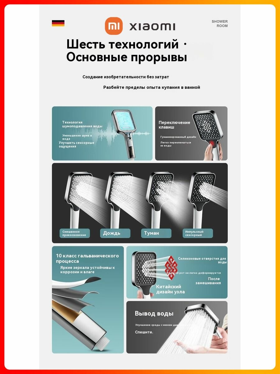 Душевые Лейки Xiaomi Xiaomi Лейка для душа, ,4 режима