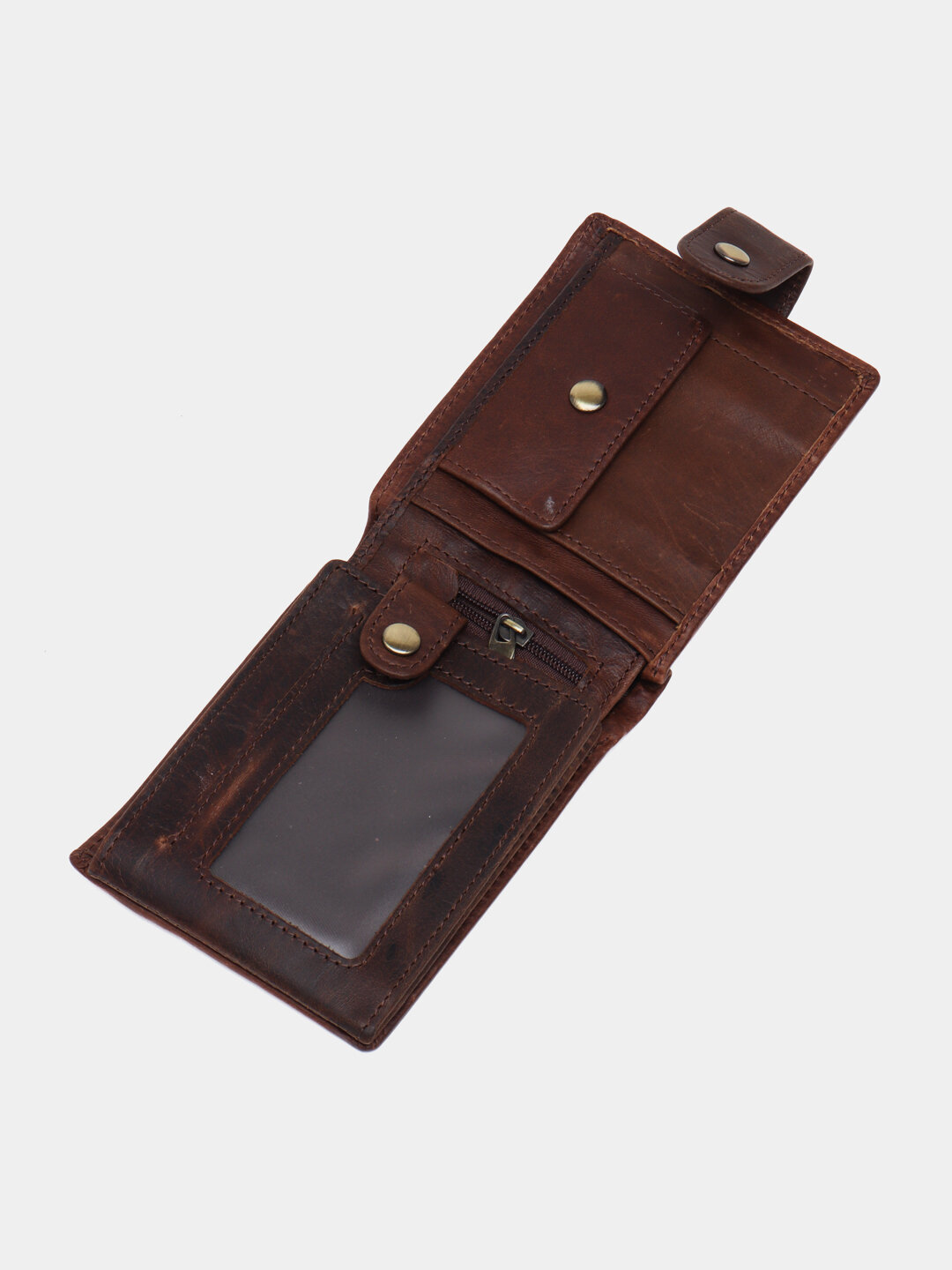 Кошелек GENUINE LEATHER, фактура гладкая, coffee — фото 1