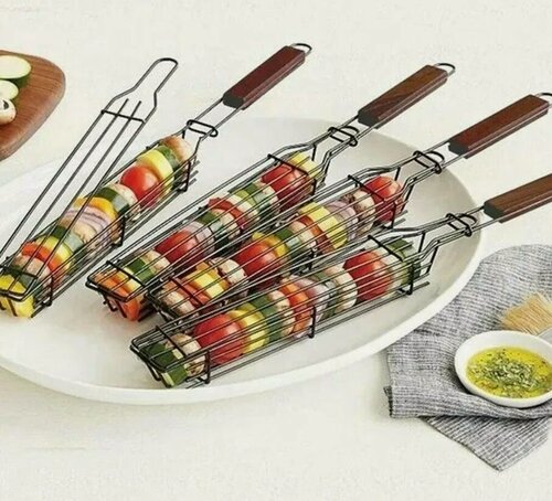 Изображение товара Решетка для мангала, принадлежности для гриля и барбекю. Овощи, мясо (28*4.5 см)