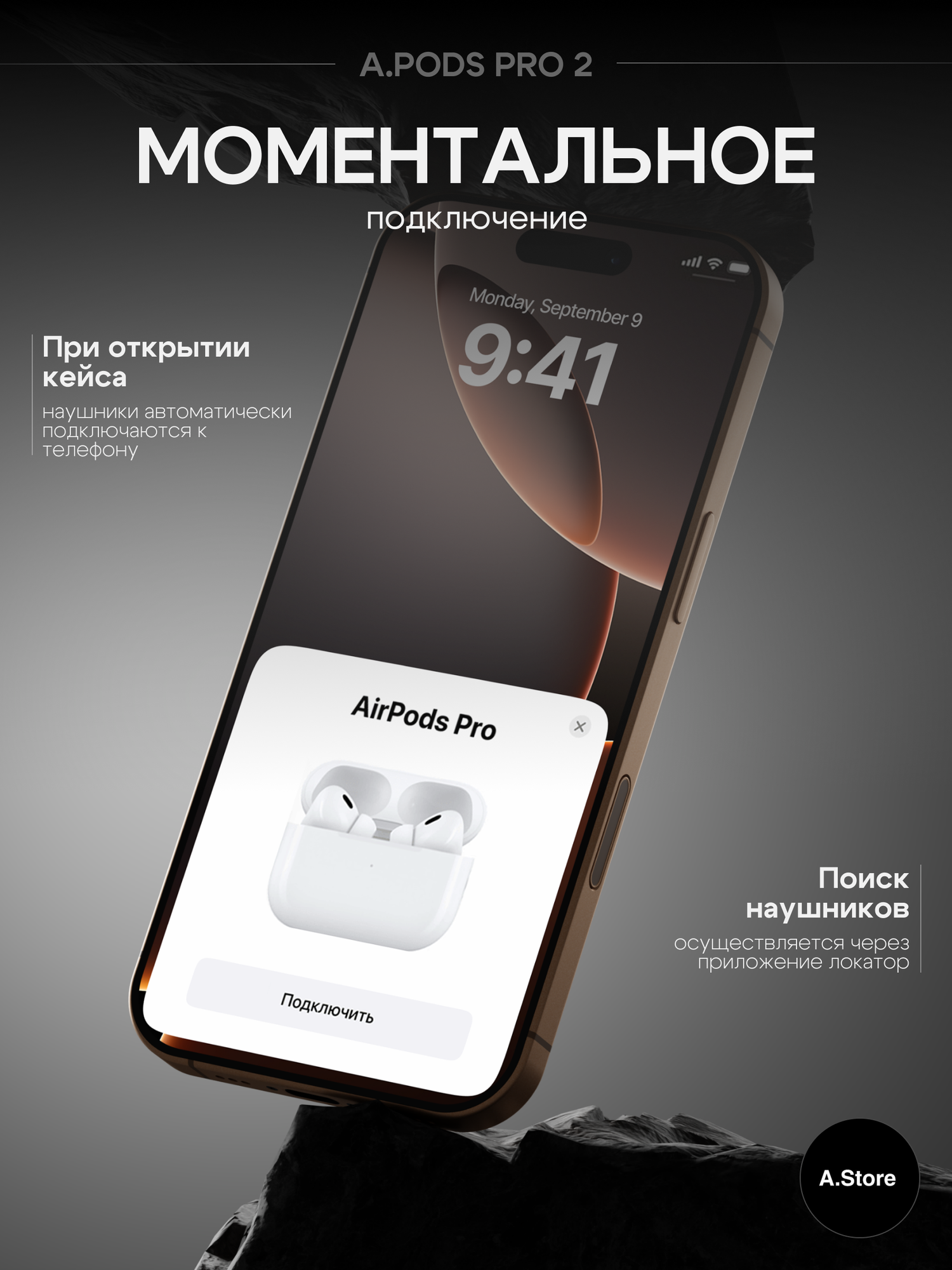 Наушники беспроводные A Pods Pro 2 с шумоподавлением для iPhone и Android / Bluetooth — фото 1