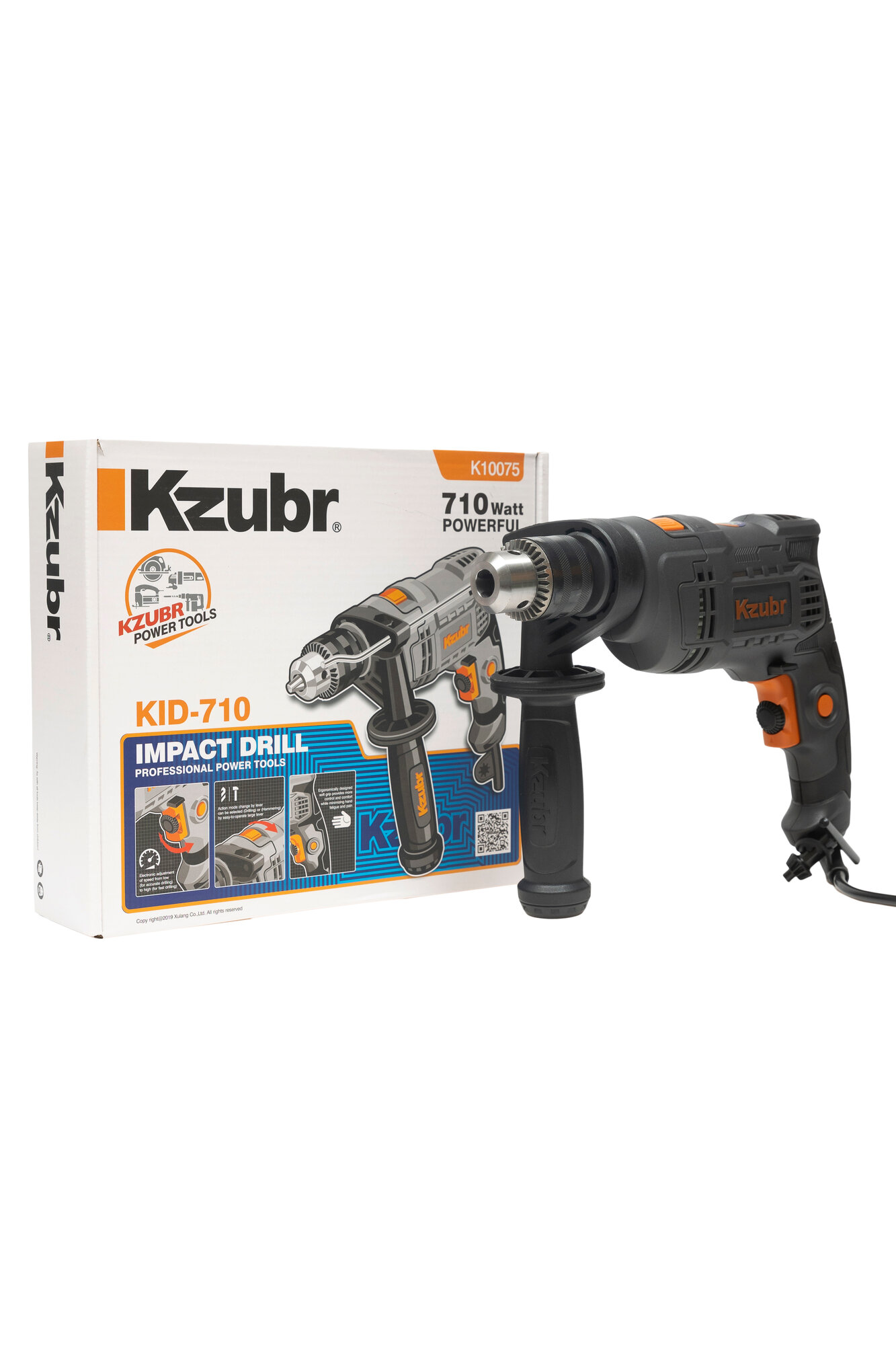 Ударная дрель Kzubr KID-710, 710Вт, ключевой патрон, защита от перегрузок