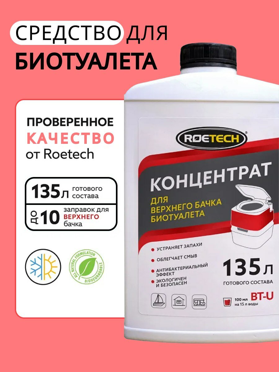 Roetech BTU Жидкость для биотуалета верхний бачок средство концентрат 900 мл