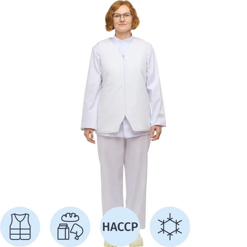Жилет для пищевого производства у17-ЖЛ ун.(внутр)хассп белый (52-54)158-164