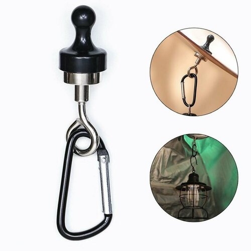 Карабин с магнитом туристический, цвет черный, размер 10.5 см