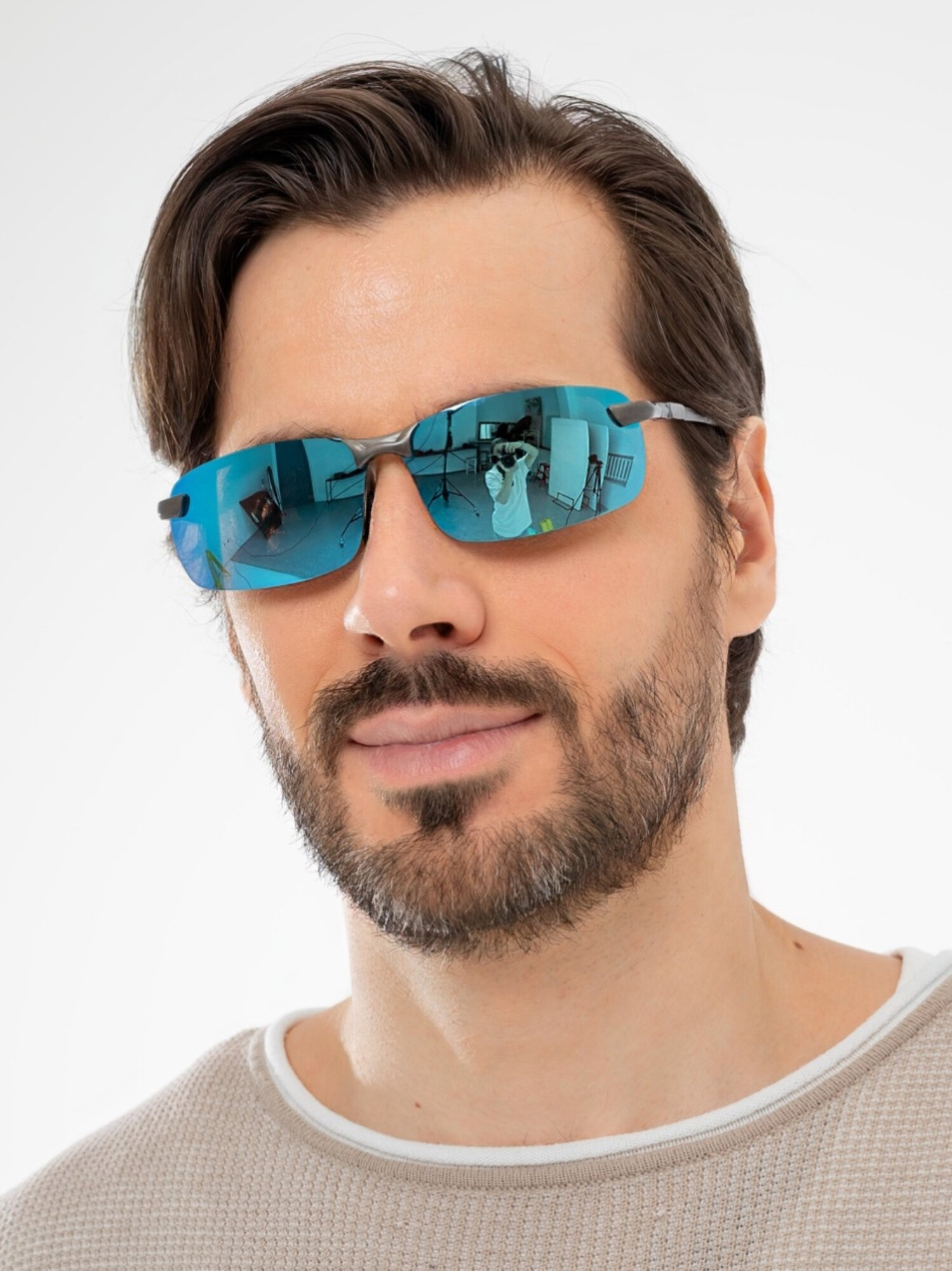 Солнцезащитные очки Zabologen, голубой/черный — фото 1