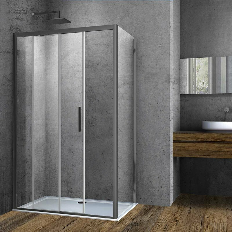 Душевой уголок Vincea Soft VSR-3SO8015CLGM 150х80 профиль вороненая сталь стекло прозрачное