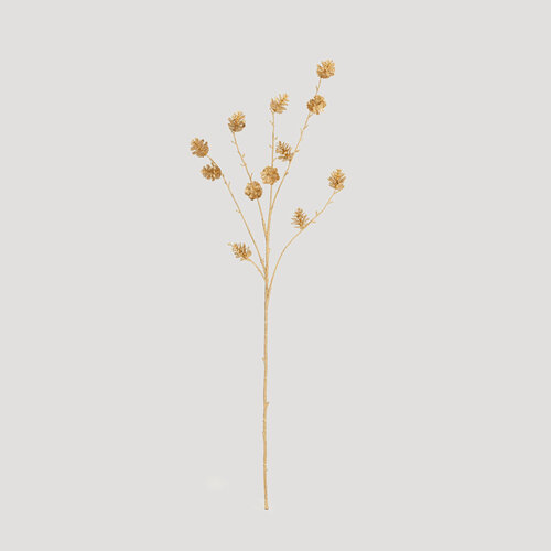 Изображение товара Ветка декоративная, 90 см, пластик, Золотистые шишки, Conifer delice