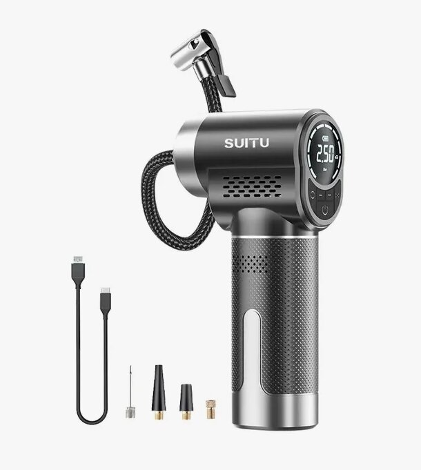 Насос автомобильный компрессорный Suitu ST-5518 от прикуривателя с насадками 120W
