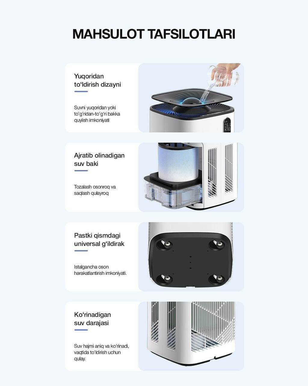 Очиститель, увлажнитель и обогреватель воздуха «3-в-1», AURA PLUS-MPH1-W, для помещений до 120 м²