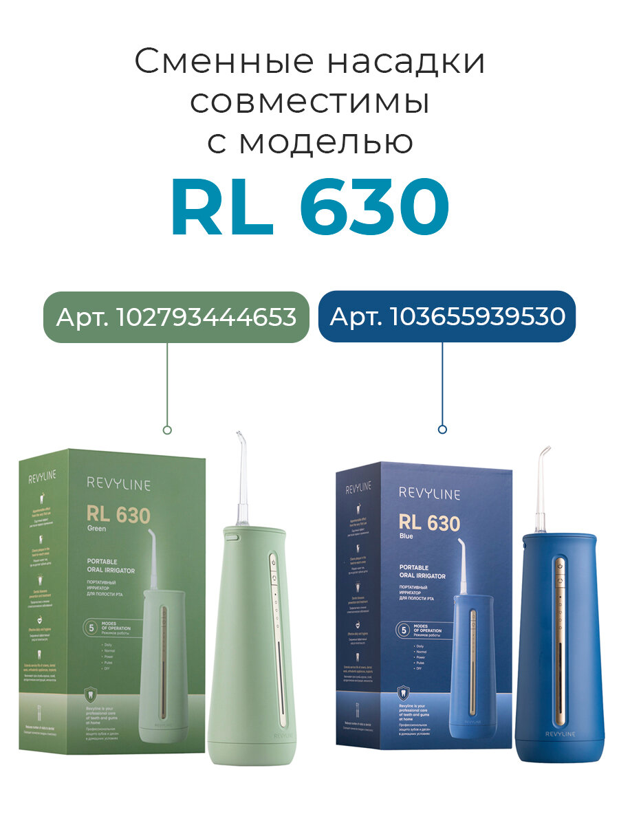 Сменные насадки для ирригатора Revyline RL630, стандартные, 2 шт. — фото 1