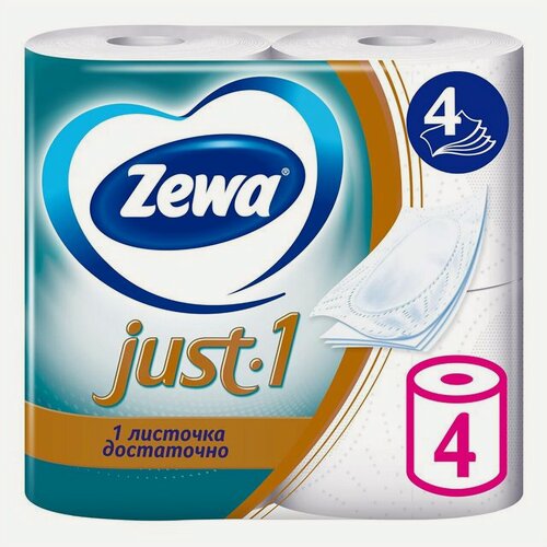 Изображение товара Бумага туалетная ZEWA Just 4шт в уп. 4-слойные 90 листов без аромата