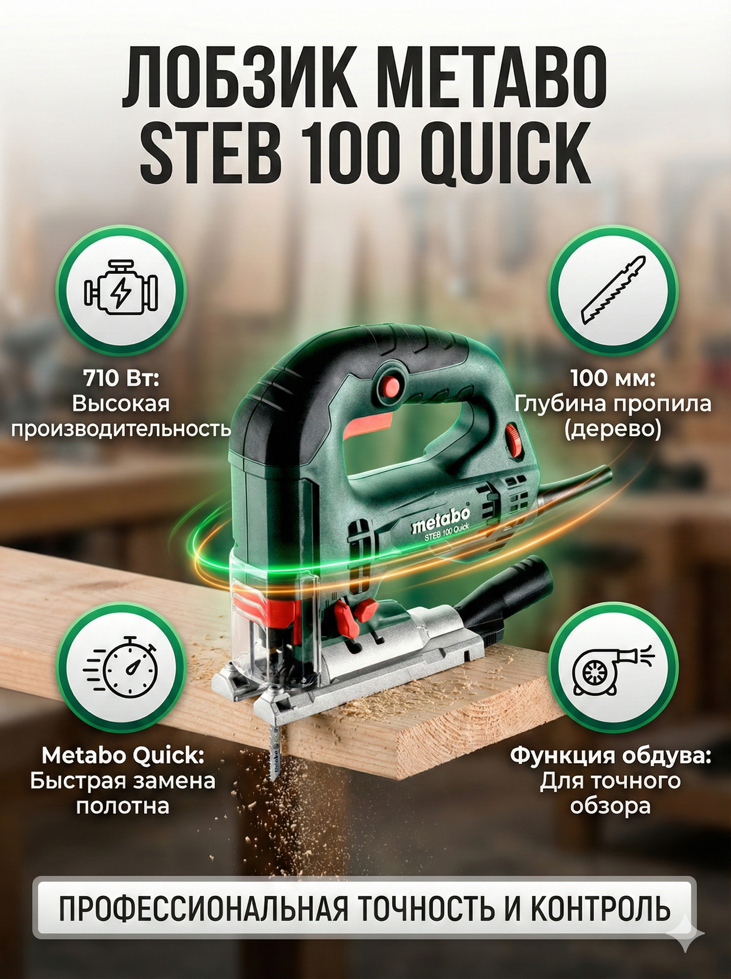 Лобзик Metabo "Steb" 100, 601110500 D-образная рукоятка, система Metabo Quick