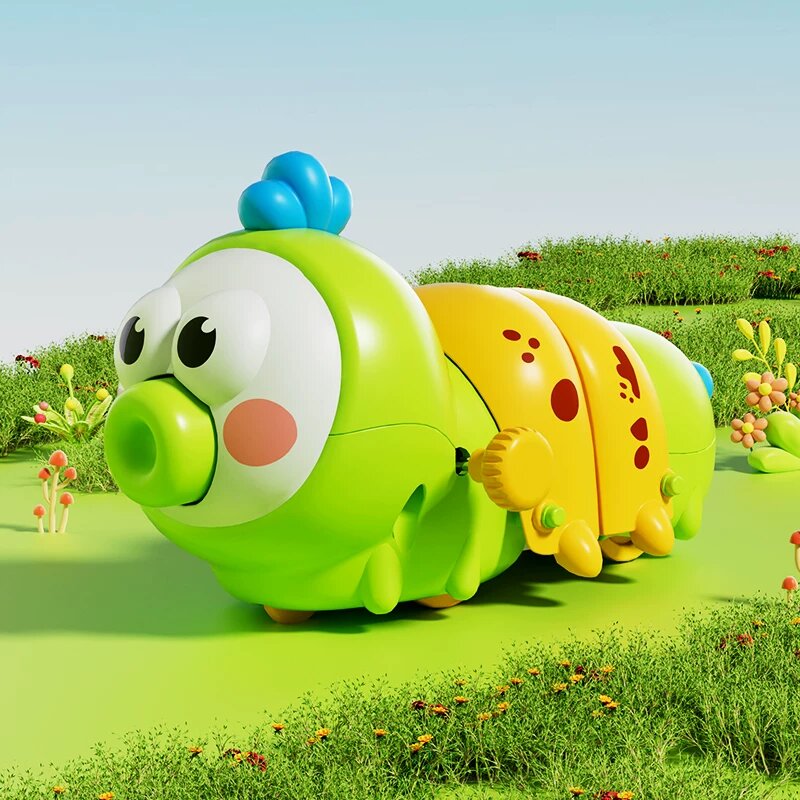 Игрушка-червяк с пружиной для малышей 1-3 лет, горохово-зеленый цвет, увлекательная активность для ползания младенцев