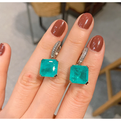 Серьги ZULTANIT, турмалин синтетический, серебристый