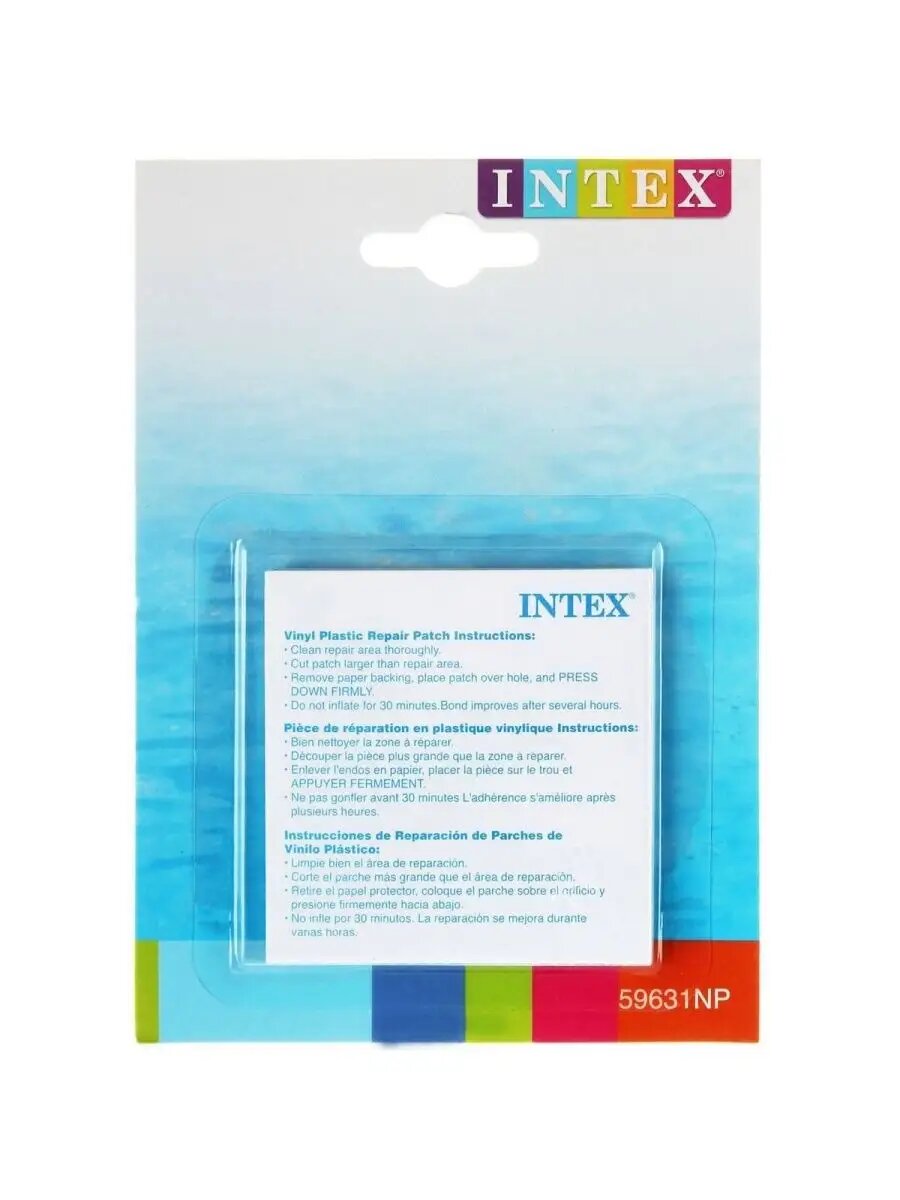 Ремкомплект INTEX, для надувного бассейна, 6 заплаток, самоклеящиеся, прозрачный — фото 1