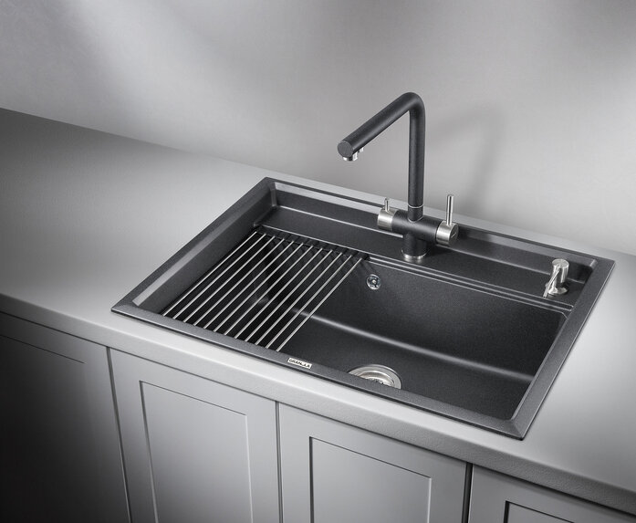 Кухонная мойка Granula Kitchen Space 73х51 KS-7301 черный - фото №3