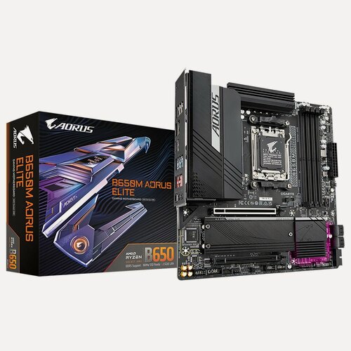 Изображение товара Материнская плата Gigabyte B650M AORUS ELITE, AM5, AMD B650, Micro-ATX, RTL (B650M AORUS ELITE)
