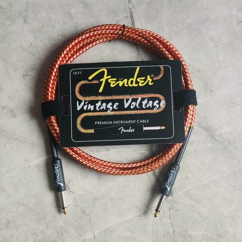 Изображение товара Премиум гитарный кабель 3 метра 6.3 jack Fender Vintage Voltage санберст, шнур для для электрогитары, электроакустической, провод для комбика.