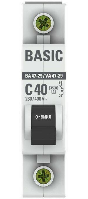 Автоматический выключатель EKF BASIC BA 47-29 40A 230/400В 1P 45 кА
