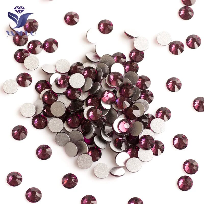 YANRUO стеклянные стразы SS6 SS8 SS10 SS12 SS16 SS20 SS30 холодная Бордовый, SS8 1440Pcs, Amethyst