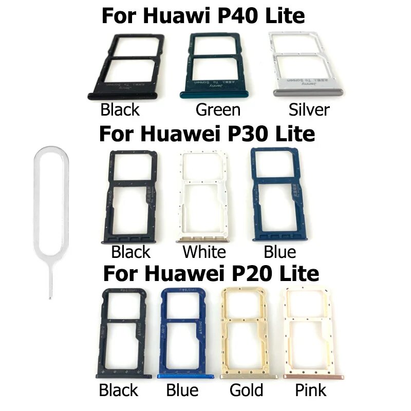 Замена для Huawei P40 Lite лоток для SIM-карты держатель разъема контейнер для Huawei P30 P20 Lite P40 Lite Black