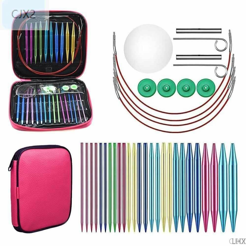 Набор круговых металлических спиц для вязания со сменными лесками