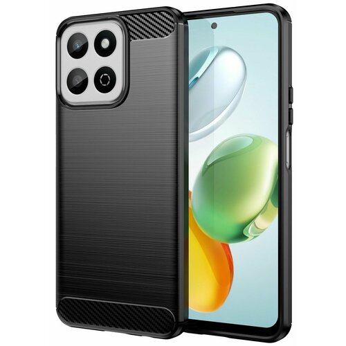фото Чехол на honor x7c силиконовый карбон сталь чёрный противоударный new case