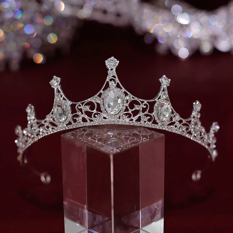 Тиара DIEZI серебристого цвета с кристаллами, silver, Женский