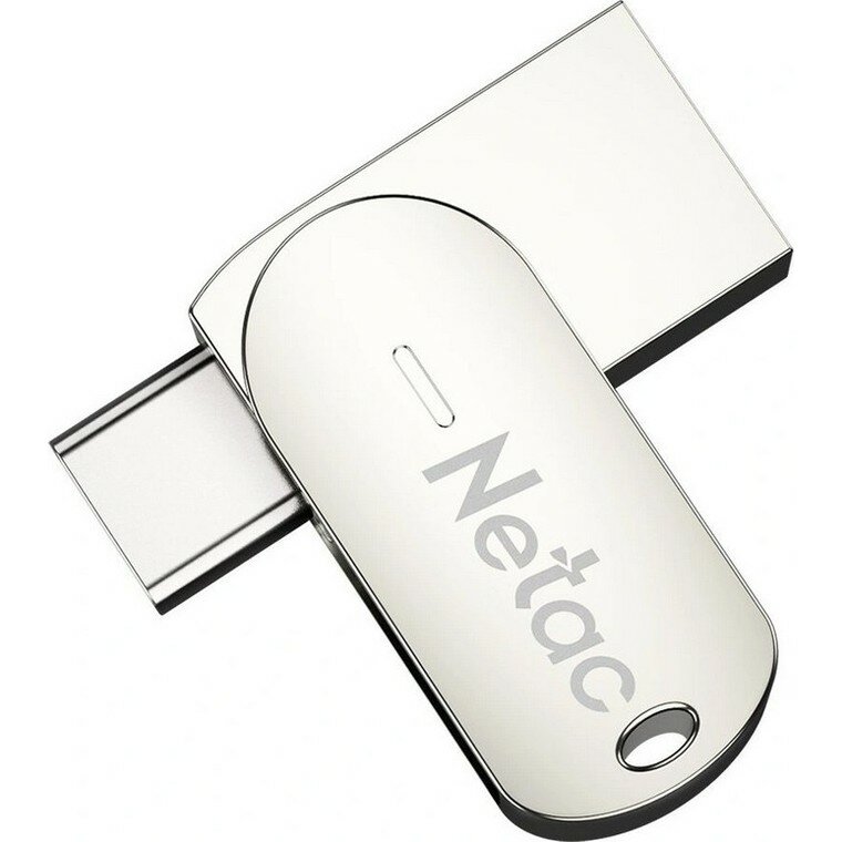 Накопитель USB 3.0/Type-C 64 Гб Netac U785C, металл, серебристый (NT03U785C-064G-30PN/NT03U785C-064G-32PN) — фото 1