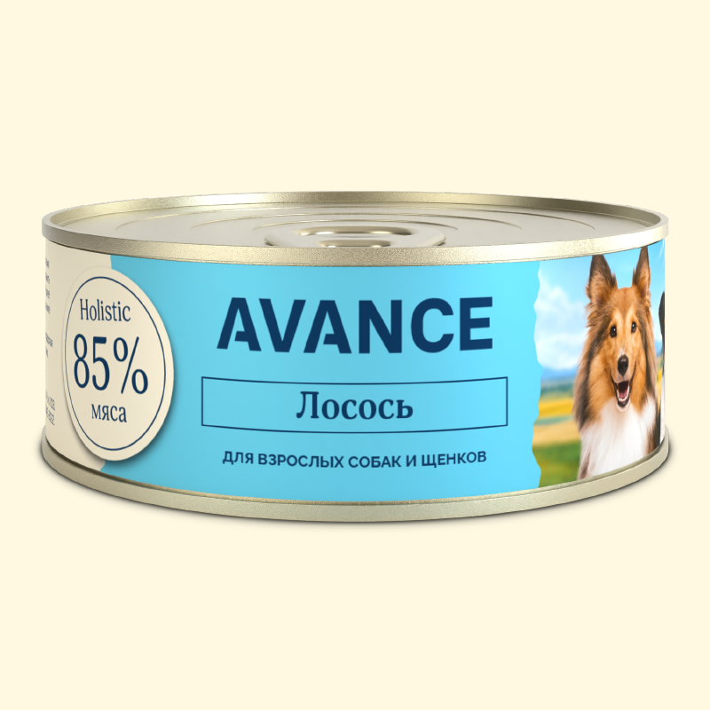 AVANCE holistic Консервы для взрослых собак и щенков с лососем, Natural&Healthy Salmon, Влажный корм, 100 гр — фото 1