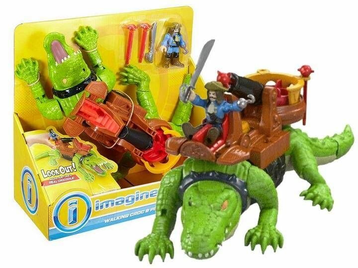 Игровой набор Imaginext - Ходячий крокодил и пиратский крюк с большим крокодилом, фигуркой, пушкой и ракетами DHH63