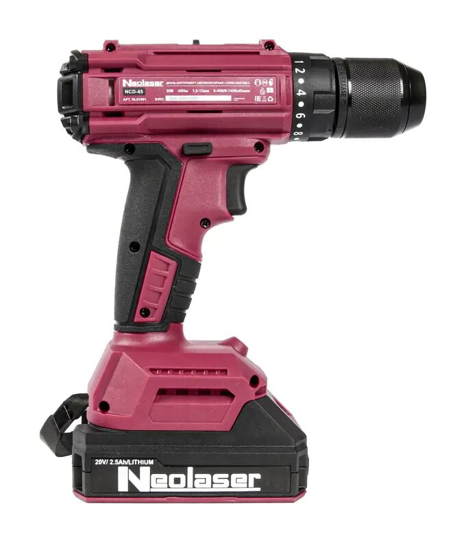Дрель-шуруповерт аккумуляторная Neolaser NCD45, 20 В Li-ion 2x2.5 Ач - фото №4