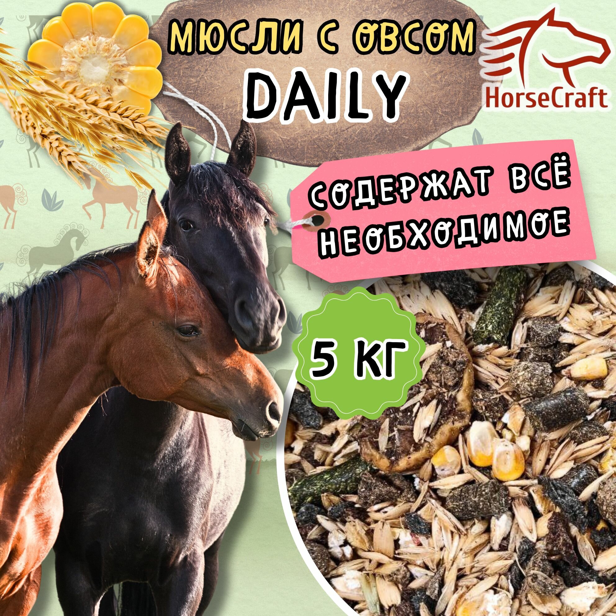 Мюсли для лошадей с овсом Daily 5 кг