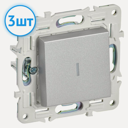 Изображение товара Механизм выключателя IEK SKANDY 1-клавишный с индикацией 10А серебряный SK-V07S SK-V10-1-10-K23 (комплект из 3 шт.)