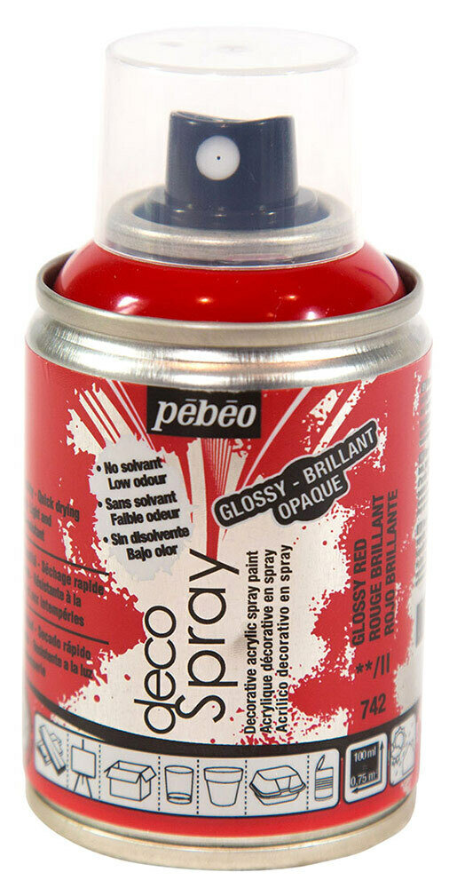 Краска на водной основе Pebeo decoSpray, (аэрозоль), 100 мл, красный глянцевый